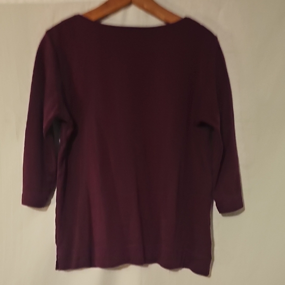 L.L. Bean Women's Long Sleeve V-Neck Top - Deep Purple - Picture 3 of 4
